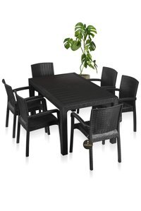 Çavdar Group Dikdörtgen Plastik 90x150 cm Siyah Kamp Masası