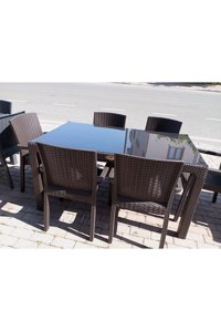 Remedi Dikdörtgen Rattan 90x150 cm Kahverengi Kamp Masası