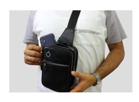Newish Polo Deri Freebag Kulaklık Çıkışlı Çift Fermuar Siyah Erkek Sırt Çantası