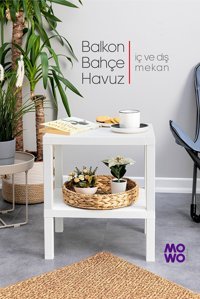 Mowo Home Dikdörtgen Plastik 29x38 cm Beyaz Kamp Sehpası