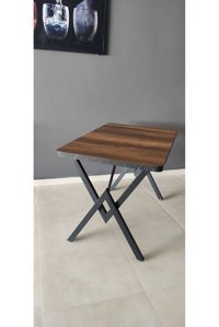Serdemdizayn Dikdörtgen Ahşap-Metal 70x110 cm Kahverengi - Siyah Kamp Masası
