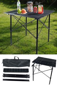 Binbirreyon Katlanabilir Kare Plastik 70x70 cm Siyah Kamp Masası