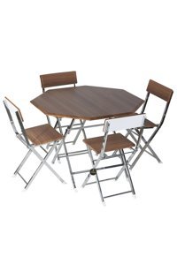 Çavdar Group Katlanabilir Geometrik Ahşap 80x80 cm Kahverengi Kamp Masası