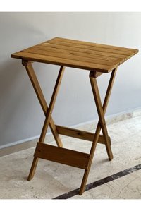Teknik Ahşap Katlanabilir Kare Ahşap 55x55 cm Kahverengi Kamp Masası