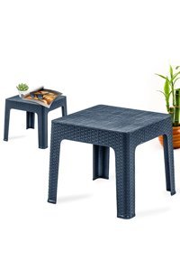 Bahex Kare Rattan 45x45 cm Gri Kamp Masası