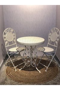 Panalı Yuvarlak Metal 60 cm Bej Kamp Masası