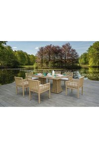 La Tienda Home Garden Dikdörtgen Rattan 100x180 cm Kahverengi Kamp Masası