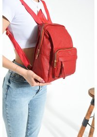 Valu Accessorize Çok Bölmeli Kırmızı Kırmızı Kadın Sırt Çantası