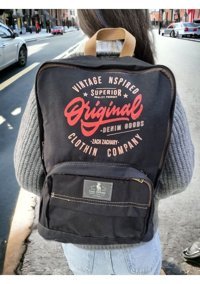 Tezzgelsin Eskitme Organik Kanvas Siyah Kadın Sırt Çantası
