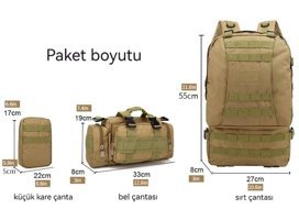 Oloey Su Geçirmez Dağcılık Kombinasyonu Seti Erkek Haki Sırt Çantası