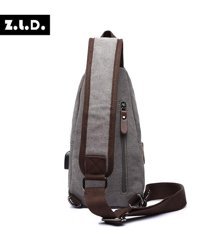 Zuolunduo Casual Usb Çapraz Askı Gri Erkek Sırt Çantası