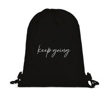 Tabby Design Keep Going Motto Baskılı Büzgülü Siyah Kadın Sırt Çantası