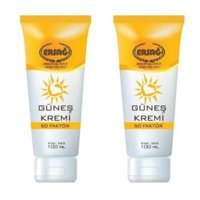 Ersağ Renksiz 50 Faktör Hassas Ciltler İçin Leke Karşıtı Nemlendirici Yaşlanma Karşıtı Suya Dayanıklı Yüz ve Vücut Güneş Kremi 2x100 ml