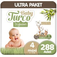 Baby Turco Doğadan Maxi 4 Numara Organik Bantlı Bebek Bezi 288 Adet