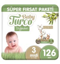 Baby Turco Doğadan 3 numara Organik Cırtlı Bebek Bezi 126 Adet