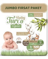 Baby Turco Jumbo Fırsat 1 Numara Organik Bantlı Bebek Bezi 120 Adet