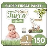 Baby Turco Doğadan Süper Fırsat Paketi 1 Numara Organik Cırtlı Bebek Bezi 150 Adet
