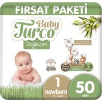 Baby Turco Fırsat Paketi 1 Numara Organik Bantlı Bebek Bezi 50 Adet