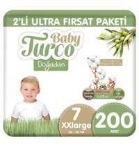 Baby Turco Doğadan 7 Numara Organik Cırtlı Bebek Bezi 200 Adet