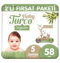 Baby Turco Fırsat Paketi 5 Numara Organik Cırtlı Bebek Bezi 58 Adet
