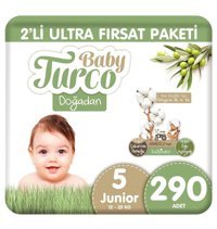 Baby Turco Doğadan Ultra Fırsat Paketi 5 Numara Organik Cırtlı Bebek Bezi 290 Adet