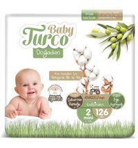 Baby Turco Doğadan 2 Numara Organik Cırtlı Bebek Bezi 126 Adet
