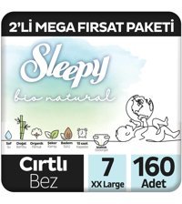 Sleepy Bio Natural XXL Beden Organik Cırtlı Bebek Bezi 160 Adet