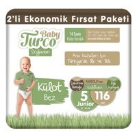 Baby Turco Doğadan Ekonomik Fırsat Paketi 5 Numara Organik Külot Bebek Bezi 116 Adet
