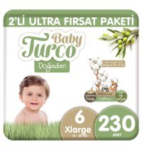 Baby Turco Doğadan 6 numara Organik Cırtlı Bebek Bezi 230 Adet