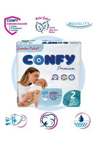 Confy Premium Mini 2 Numara Organik Bantlı Bebek Bezi 80 Adet