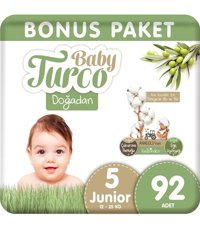 Baby Turco Doğadan Junior 5 Numara Organik Cırtlı Bebek Bezi 92 Adet