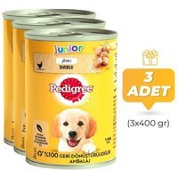 Pedigree Junior Tavuklu Yaş Köpek Maması 400 gr 3'lü