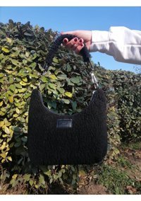 Shopiolog Kürklü Peluş Mini Urban Kadın Omuz Çantası Siyah