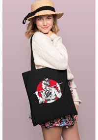 Brz Collection Samurai Girl Tote Bag Gabardin Kadın Omuz Çantası Siyah
