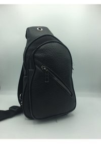 Elentra Unisex Deri Kulaklık Usb Çıkışlı Bel Parlak Kadın Omuz Çantası Siyah
