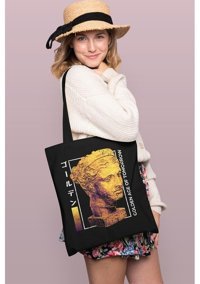 Brz Collection Metaltrap Golden Age Tote Bag Gabardin Kadın Omuz Çantası Siyah