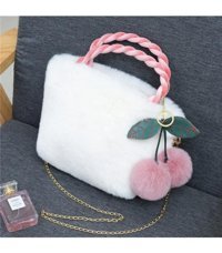 Forestbird Yeni Tavşan Peluş Kiraz Kadın Omuz Çantası Beyaz