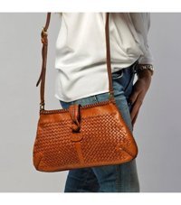 Gön Handmade Deri Örgü Lirpak Kadın Omuz Çantası Siyah