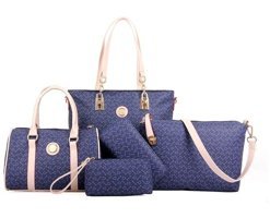 Worryfreeshopping Lbw Alt Beş Parçalı Set Kadın Omuz Çantası Mavi