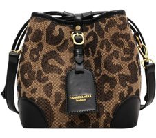 Forestbird Moda Leopar Desenli Kova Kadın Omuz Çantası Siyah