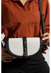Valu Accessorize Kilit Detaylı Kadın Omuz Çantası Siyah - Krem