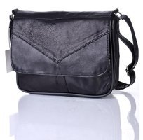 Fubileather Hakiki Deri Çok Gözlü Kadın Omuz Çantası Siyah