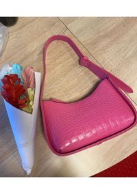 Thegirlhouse Kroko Desen Kadın Omuz Çantası Fuşya