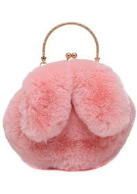 Jzcat Tavşan Kulaklı Zincirli Peluş Kadın Omuz Çantası Pembe