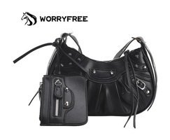 Worryfreeshopping Kart Tutuculu Moda Wr0402101 Kadın Omuz Çantası Siyah
