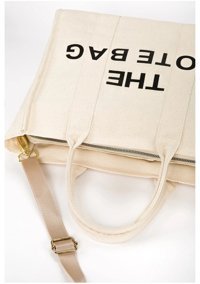 Modhy Organik Kanvas Kumaş Tote Bag Krem Kadın Omuz Çantası Krem