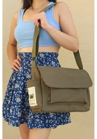 Çlk Accessories Kanvas Kumaş Önü Cepli Spor Kadın Omuz Çantası Yeşil
