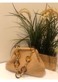 Parla Design Handmade Pearl Kadın Omuz Çantası Kahverengi