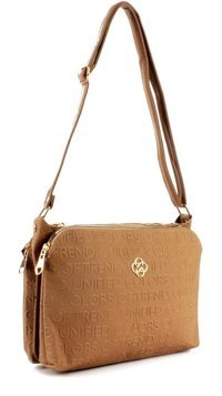 Luwwe Bag'S Üç Bölmeli Fermuarlı Yazı Detaylı Yoncalı 1724 Kadın Omuz Çantası Vizon