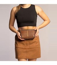 Gön Handmade Deri Bel Ple Kadın Omuz Çantası Kahverengi